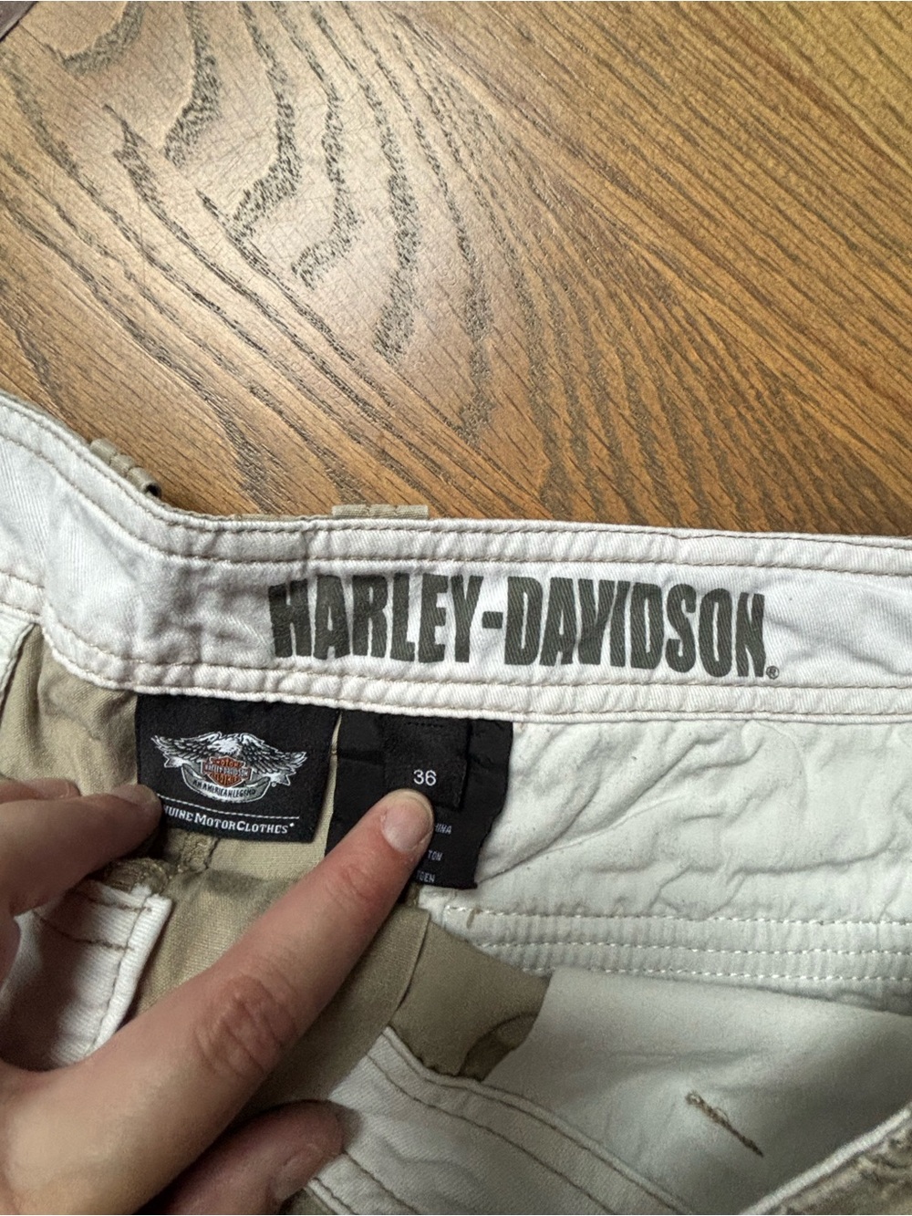 Harley-Davidson Men’s Tan Cargo Shorts Size 36 Utility Casual Outdoor